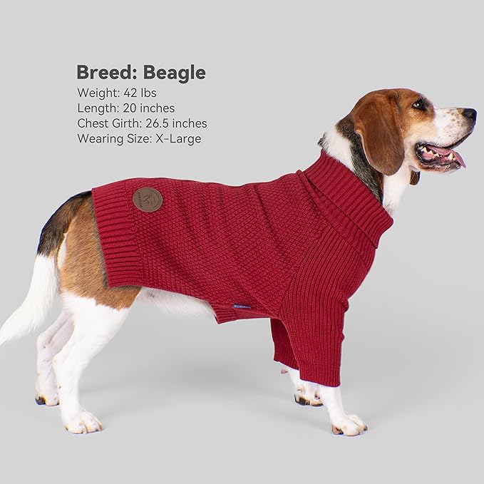 cyeollo Dog Sweater Pullover Turtleneck for Dogs Girl, Classic Knitwear Fall Winter Cold Weather Pet Clothes Warm Pet Apparel Small Medium Large Dog Sweaters, Burgundy M