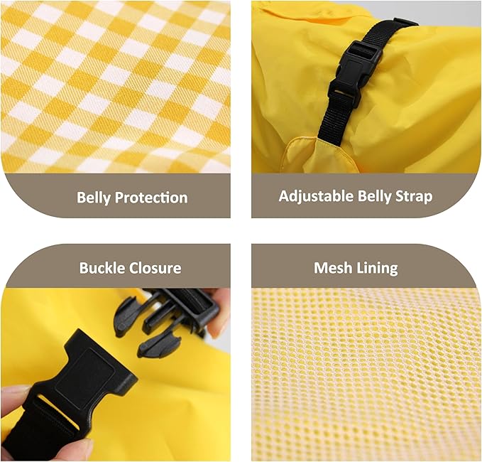 MAMORE Dog Raincoat Waterproof, Lightweight Adjustable Dog Rain Coat Hooded Poncho with Reflective Strip for Large Medium Small Dogs (Yellow, XXX-Large)