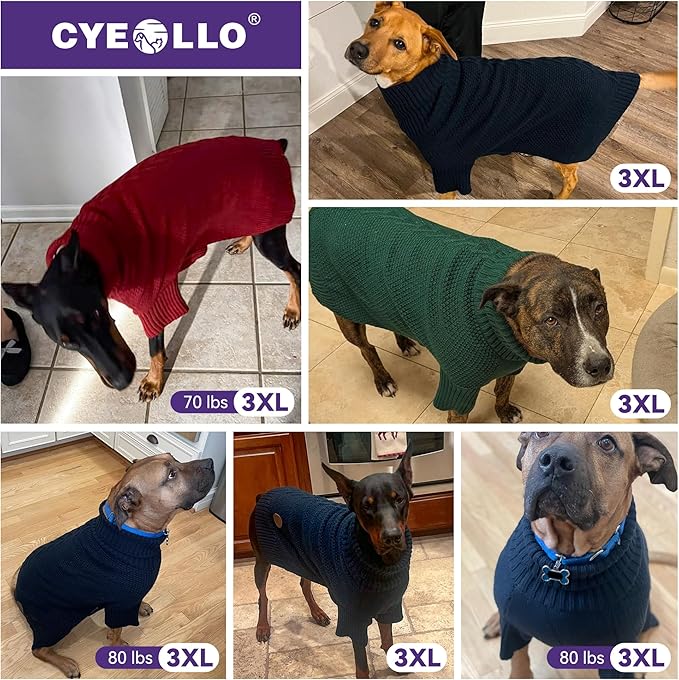 cyeollo 4XL Dog Sweater,Knitwear Turtleneck Soft Knitwear Pullover Sweaters Warm Dog Clothes for Large Female Dogs,Pink XXXXL