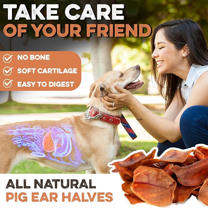 BRUTUS & BARNABY Pig Ear Halves for Dogs, 15 Ct. – All-Natural Single Ingredient Dog Chews, Slow Cooked & Fully Digestible Rawhide Alternative
