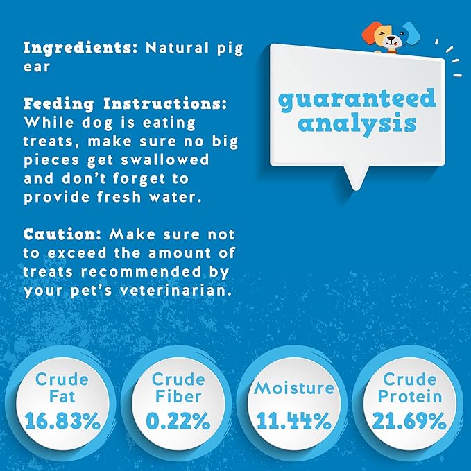 Jack&Pup Natural Whole Pig Ears for Dogs Large, Pigs Ears for Dogs - Premium Dog Ear Treat - Dog Chew Treats for Large and Small Breeds (10 Pack)