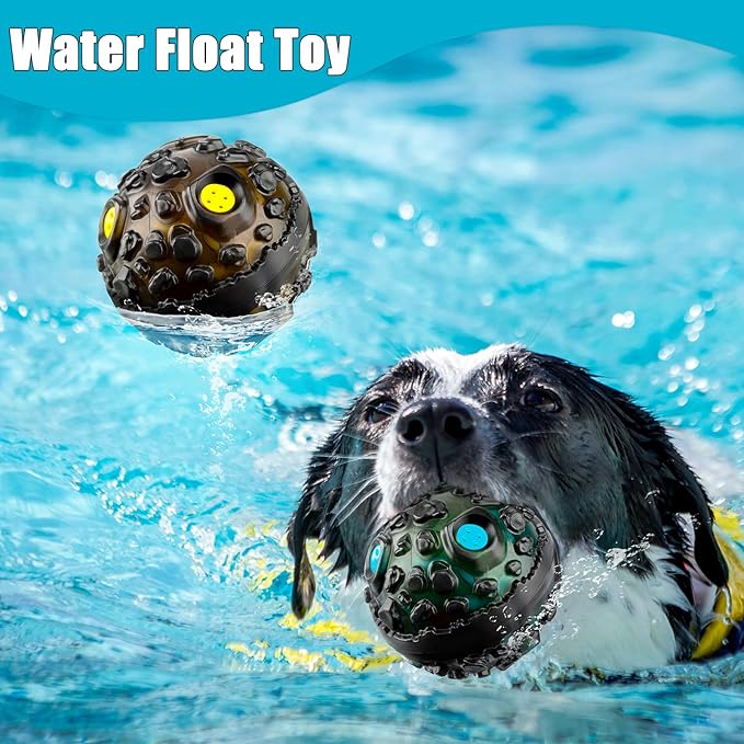 Honoson 2 Pcs Dog Ball for Aggressive Chewers, Indestructible Interactive Dog Toy with Squeaky Giggle, Elastic Rubber Wobble Chew Toy for Small Medium Large Dogs, Teeth Cleaning
