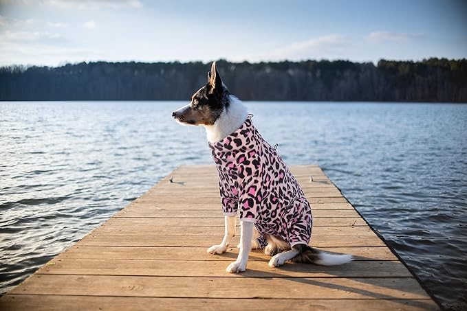 ROZKITCH Fleece Small Dog Pajamas, Pet Windproof Warm Cold Weather Jacket Vest with Luminous Zipper, Jumpsuit Apparel Outfit Clothes for Small Medium Large Dog L-Pink XS