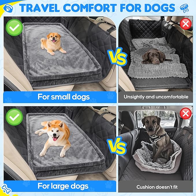 Loiion Dog Car Bed, Non-Slip Backseat Extender Pet Mat, Removable Washable Dog Bed for SUVs, Sedans & Trucks, Anti-Slip Travel Bed for Dogs, Easy Clean & Scratch-Proof & Comfort (50"x24.6")