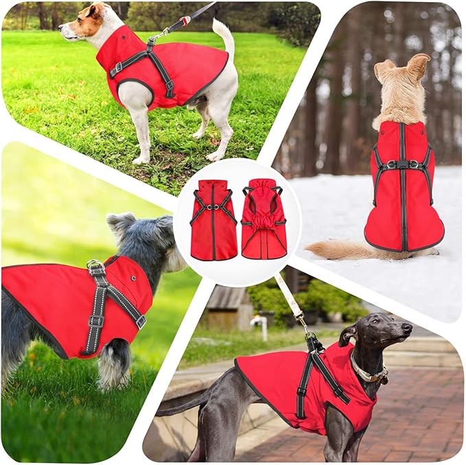 Mosucoirl Dog Raincoat Waterproof Dog Hoodie Reflective Dog Raincoat Hooded Adjustable Rain Jacket for Small Medium Large Dogs Puppies (Red, XL)