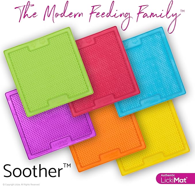 LickiMat Classic Soother, Cat Slow Feeder Lick Mat, Boredom Anxiety Reducer; Perfect for Food, Treats, Yogurt, or Peanut Butter. Fun Alternative to a Slow Feed Cat Bowl or Dish, Turquoise