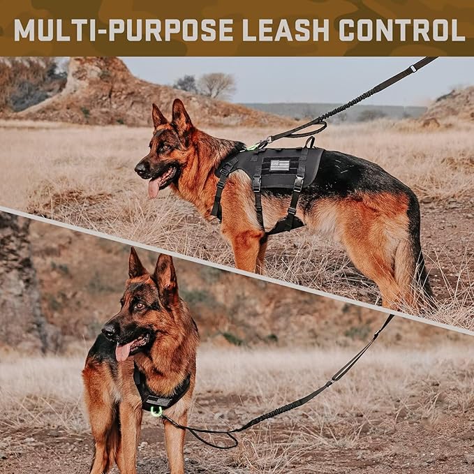 Forestpaw Dog Harness Medium Sized,Tactical Dog Harness with Handle,No Pull Military Style Service Dog Vest with Pockets Adjustable for Medium Dogs,Black,Chest 15.5-25.5"