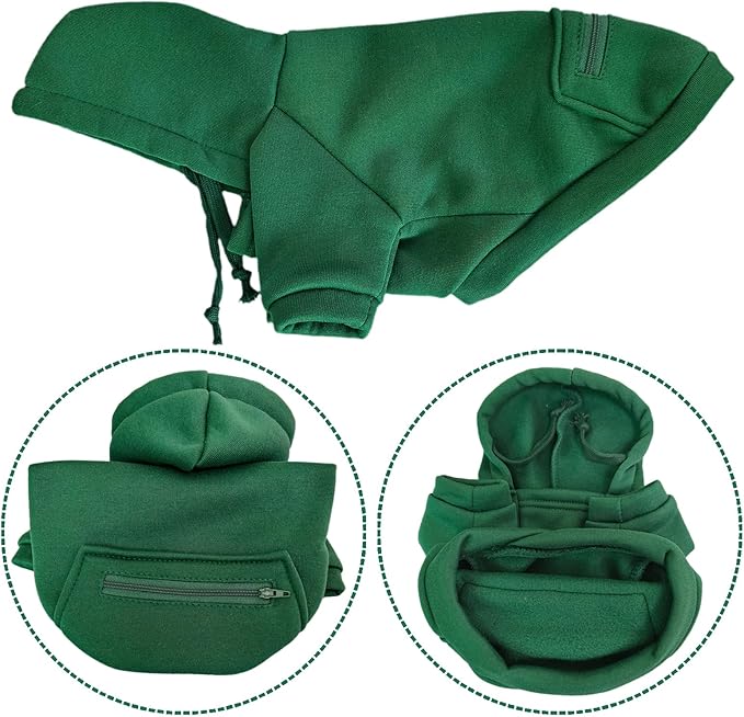 Jecikelon Pet Dog Cold Weather Coat with Pocket Winter Dog Hoodie Warm Puppy Clothes for Small Dogs Chihuahua Clothing (Green, X-Small)