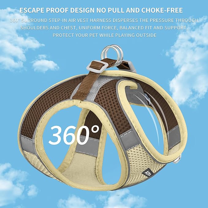 AIITLE Escape Proof Dog Harness - Step in Adjustable Dog Harness No Choke Over with Breathable Mesh and Quick-Release Buckle for Summer- Outdoor Walking, Camping, Training for Medium Dogs Beige XL