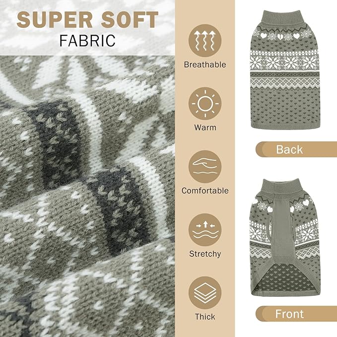 SCENEREAL XL Dog Sweaters Male and Female, Soft, Warm Turtleneck Extra Large Dog Sweater, Knitted Ugly Dog Christmas Outfits, Argyle Winter Clothes for Walking Outdoor