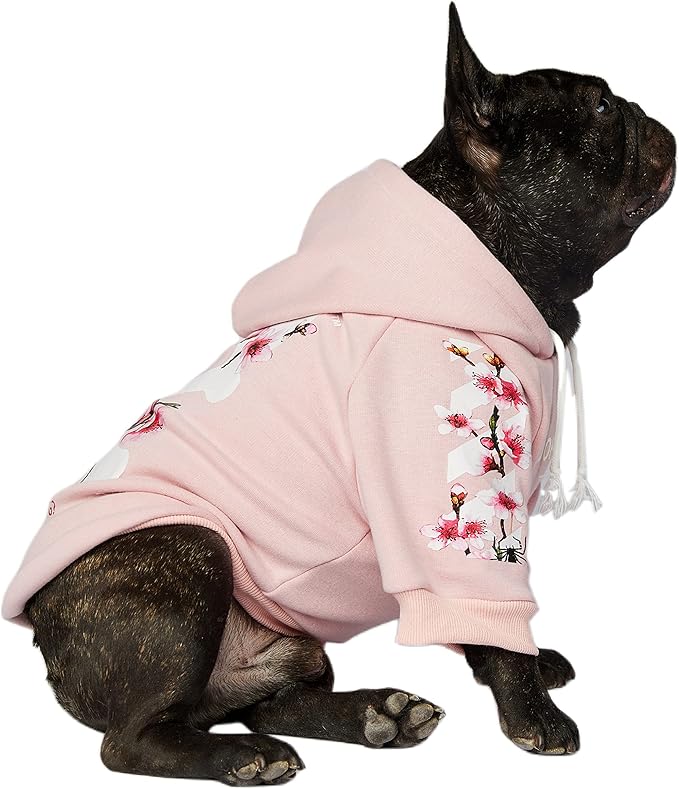 ChoChoCho Woof Dog Hoodie, Designer Dog Hoodies for Small Medium Large Breeds, Art Collection Dog Sweatshirts, Street Drawstring Hoodies Outfit Clothes for Puppy Puppies (5XL, Sakura/Pink)