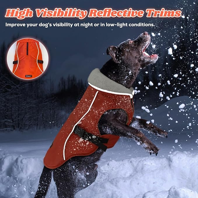 EMUST Dog Winter Coat, Thick Windproof Pet Jacket Winter, Pet Dog Vest for Small/Medium/Large, Orange, XXL