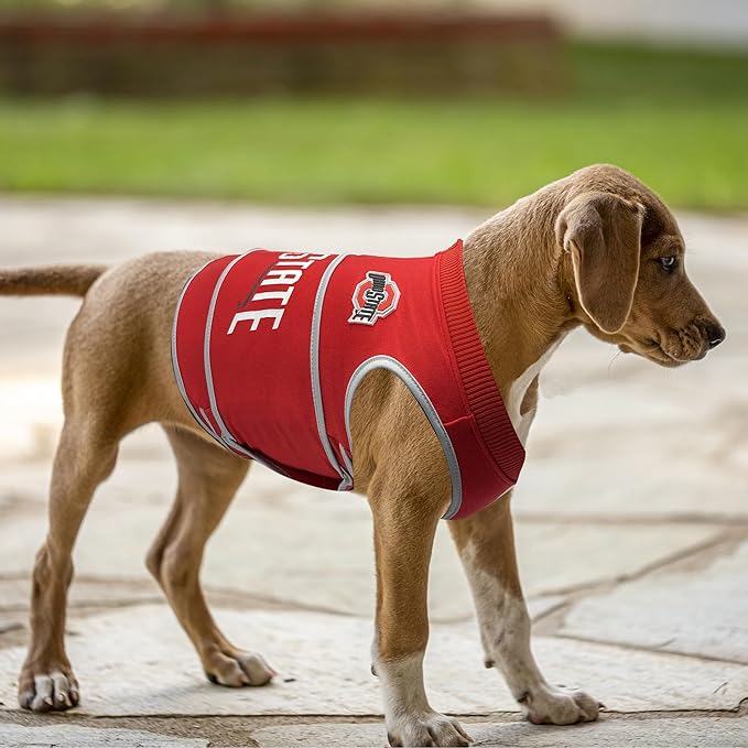 NCAA Ohio State Buckeyes Dog Anxiety Shirt Calming Soothing Vest, for Dogs Cats with Anxiety, Fears, Fireworks, Loud Noises, Dark, Lonely Keeps Dogs Calm Feeling Safe, Relaxing Jacket Medium