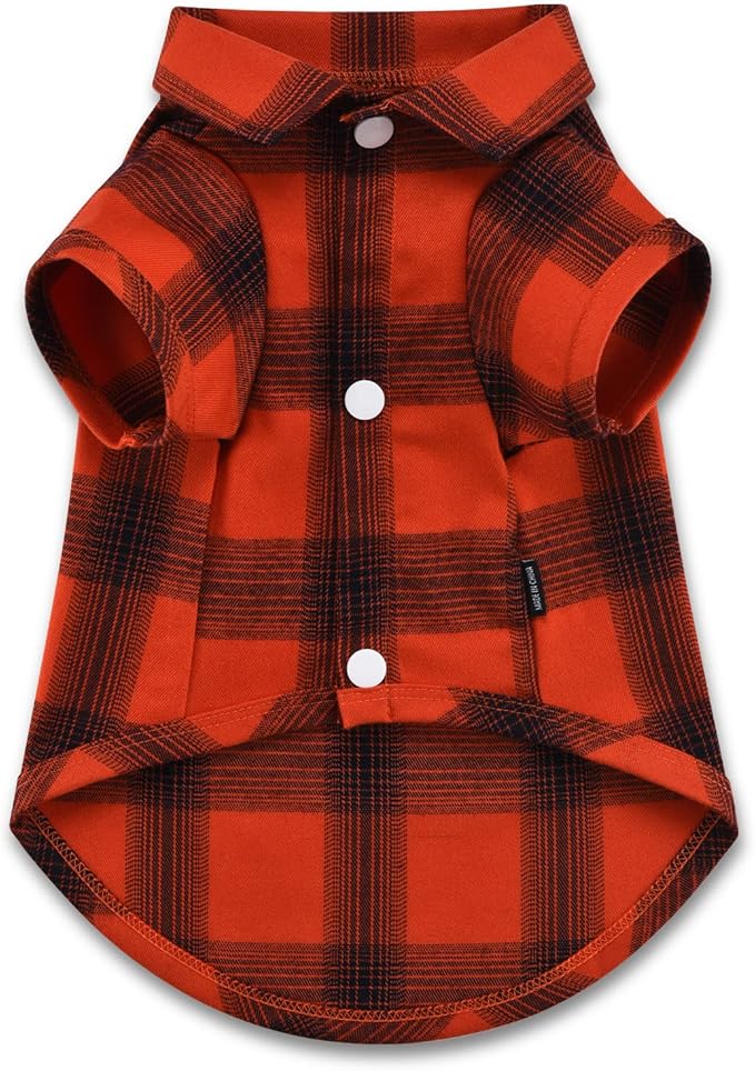 Koneseve Dog Shirt Plaid Dog Clothes for Small Dogs Boy Girl Cat Clothes Soft Puppy Outfit Adorable Pet T-Shirts Kitten Grid Costume Apparel Thanksgiving Christmas Clothing (Red#1; M/Medium)