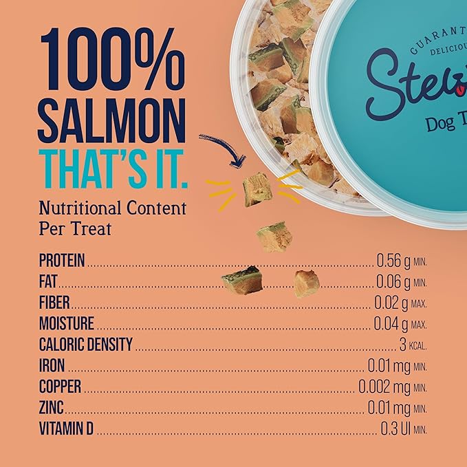 Stewart Wild Salmon Dog Treats, 9.5 oz, ~190 Pieces, Freeze Dried Raw, Single Ingredient, 65% Protein Training Treats or Meal Topper in a Resealable Tub, Grain Free, Gluten Free