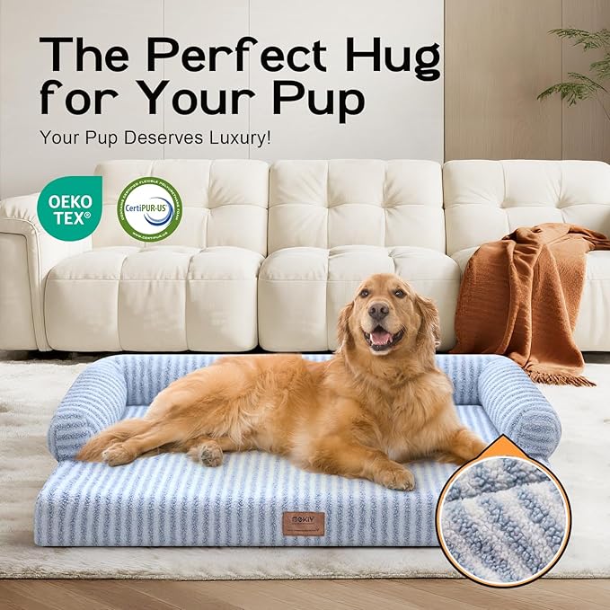 Waterproof Orthopedic Foam Dog Beds for Extra Large Dogs Durable Dog Sofa Comfy Pet Bed Washable Removable Cover and Non-Slip Bottom Bolster