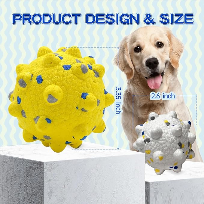 2 Pcs Tough ETPU Dog Balls for Aggressive Chewers - Bouncy, Interactive Floating Chew Toys for Fetch & Water Play with Medium Large Dogs
