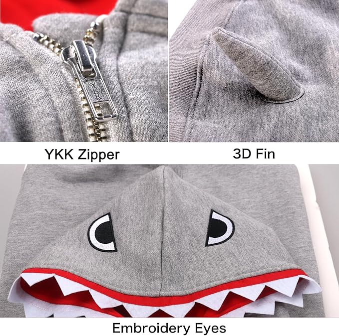 Shark Christmas Costumes Clothes for Extra Large Dogs Jaws Hoodies Labrador Rottweiler Great Dane, Grey, 4X-Large