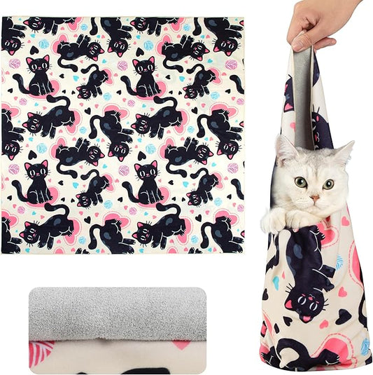 35.4“ Cat Wrap for Cutting Nails Self-Adherent Fabric Cat Wrap for Grooming Cat Restraint for Nail Clipping Anti-Escape Cat Calming Wrap Within 22lbs