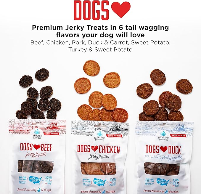 Farmland Traditions Dogs Love Beef Jerky Dog Treats with Only 3 Ingredients and No Fillers, 2.5 Pound Bag