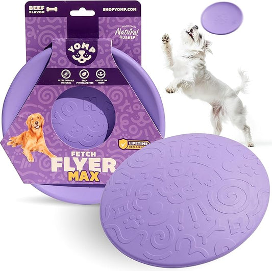Yomp FetchFlyer MAX Dog Toy – Durable Rubber, Grippable Rim, Textured Flyer for Fetch & Play, Dishwasher Safe