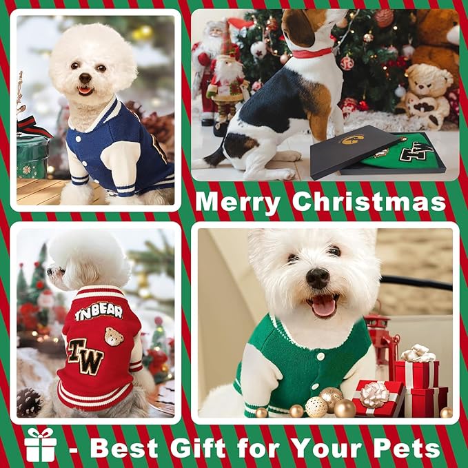 Small Dog Sweater Sweatshirt Cute Puppy Sweaters - Winter Red Warm Knitted Bear Design for Puppies (S)