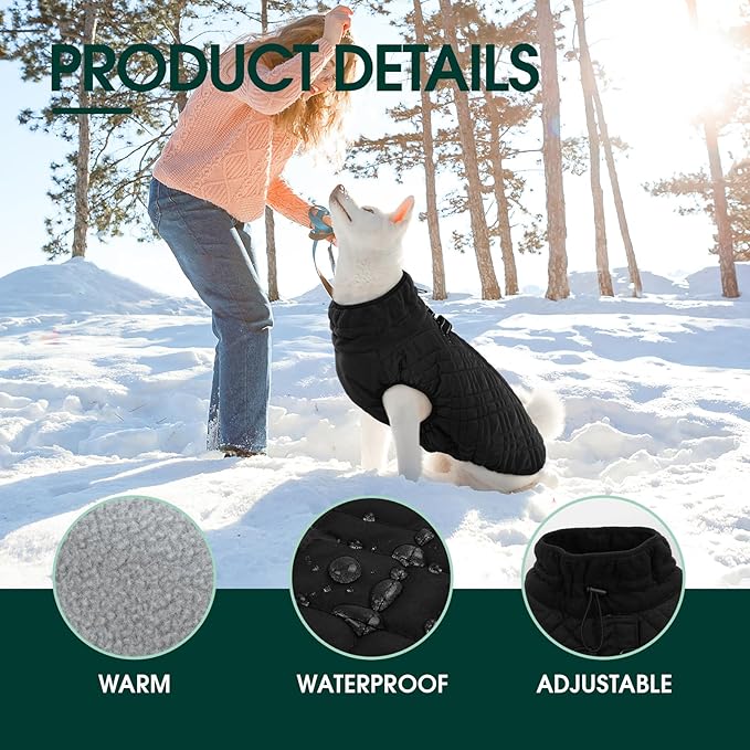 Kuoser XXL Winter Coat | Giant Breed Armor for Mastiffs & Great Danes | Zippers Secure Dogs in -20°F, Reflective Panels for Mountain Hikes, Black XL