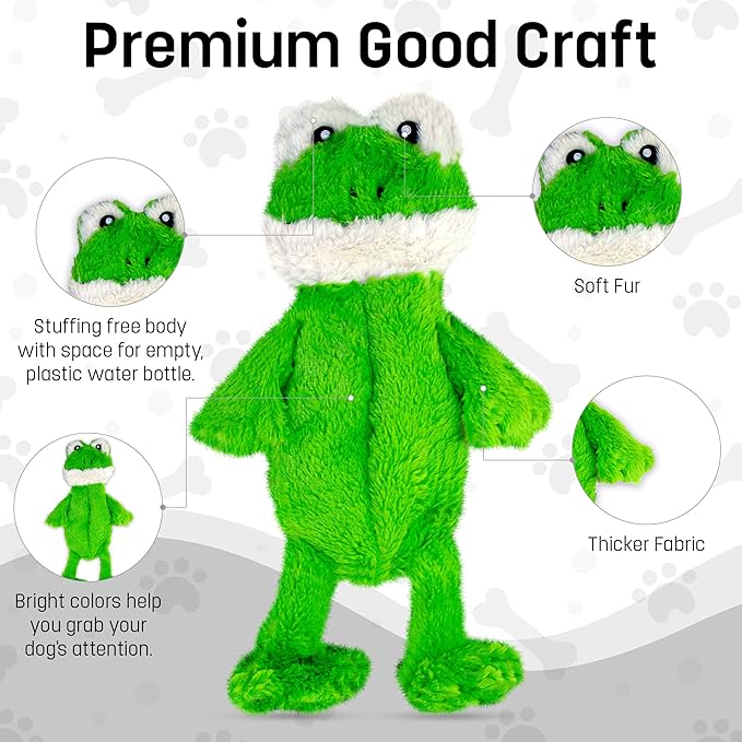 FGA MARKETPLACE Frog-Grey and Pink Rabbit Flat NO Stuffing NO Squeak Plush Dog Toy, Funny Style Will Entertain Your Pet for Hours, Recommended for Small and Medium Dog 21 INCH Long