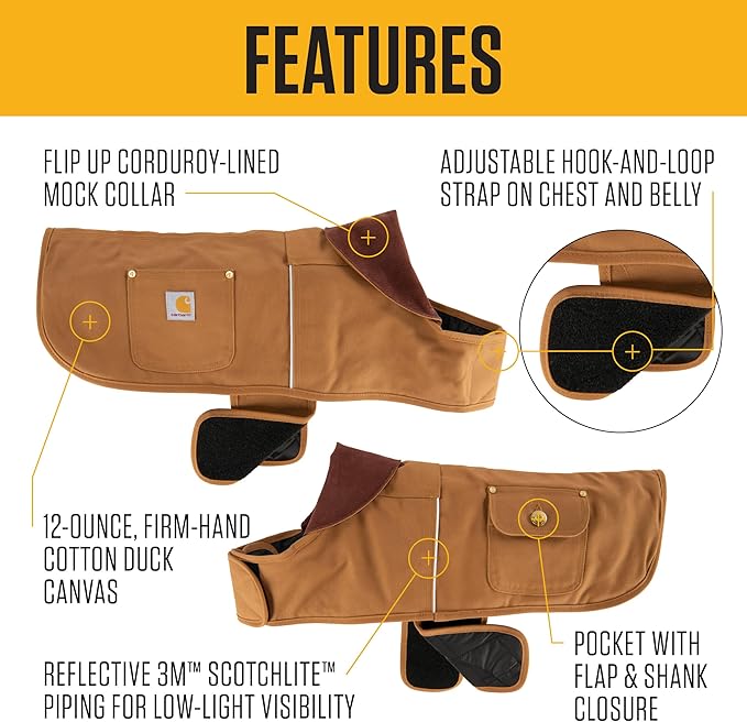 Carhartt Firm Duck Dog Chore Coat, Insulated Weather Resistant Jacket for Cold and Windy Conditions, Carhartt Brown, X-Large