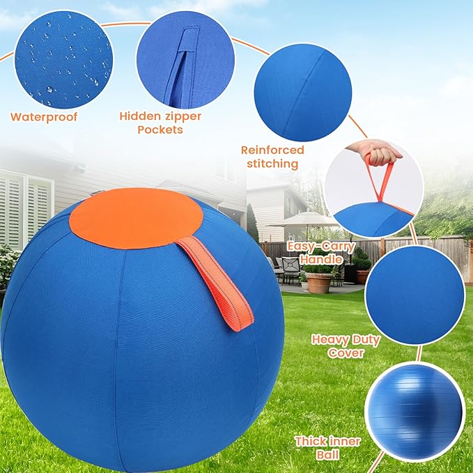 Shrandi Horse Herding Ball - 25" Cover with Straps, Australian Shepherd, Cattle Dogs, Collie & Herding Dog, Giant Jolly Ball for Play