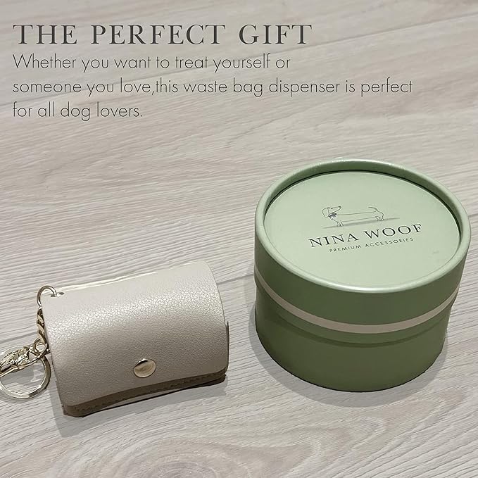 NINA WOOF Leather Poop Bag Holder- Versatile Vegan Leather Waste Bag Holder for Dog Poop, Accessories, & Leash, Reusable Pet Waste, Trash, Pet Diaper & Poop Bags Small Pouch Holder (Red)