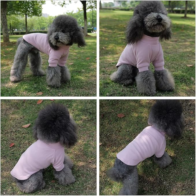 Lovelonglong Ribbed Dog T-Shirt Cotton Knitted Dog Sweaters for All Season Pet T-Shirts for Large Medium Small Dogs Light Pink M