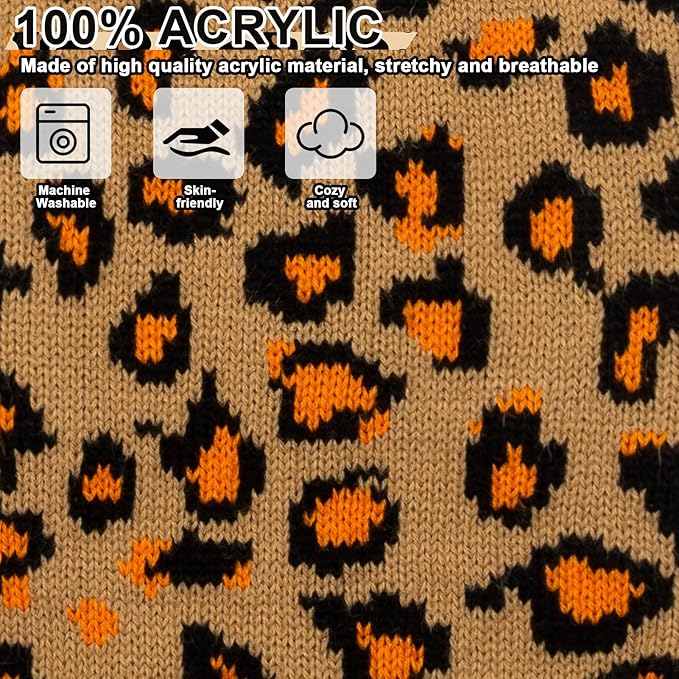 Mihachi Winter Warm Cat Sweater Turtleneck Puppy Pets Sweater Knit Vest Fashion Leopard for Cats Puppy Small Animals Brown Medium