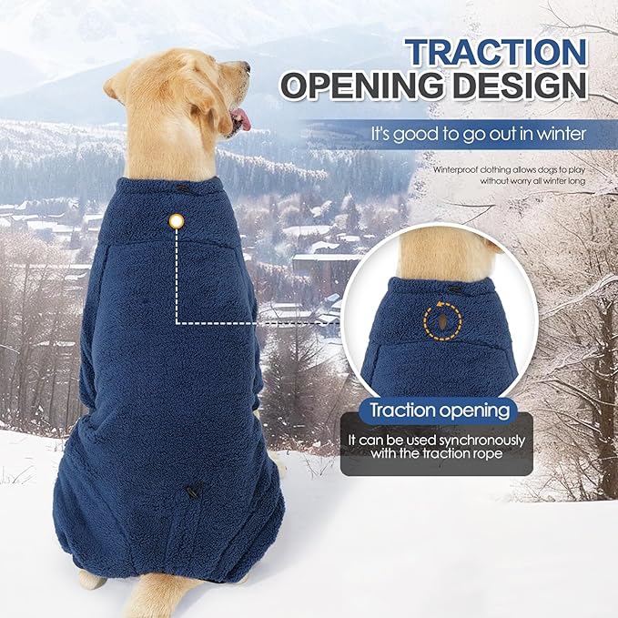 Fleece Dog Sweater for Small Medium Large Dog for Run Walk Sleep Winter Jacket & Windproof Clothes Coat XS Navy Blue