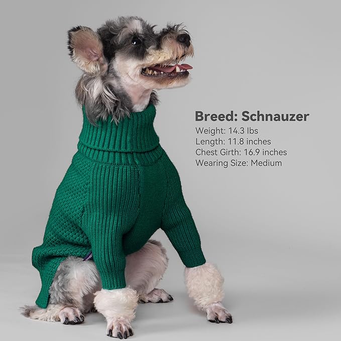 cyeollo Dog Sweater Pullover Turtleneck for Dogs, Classic Knitwear Fall Winter Cold Weather Dog Clothes Warm Pet Apparel Small Medium Large Dog Sweaters, Green M
