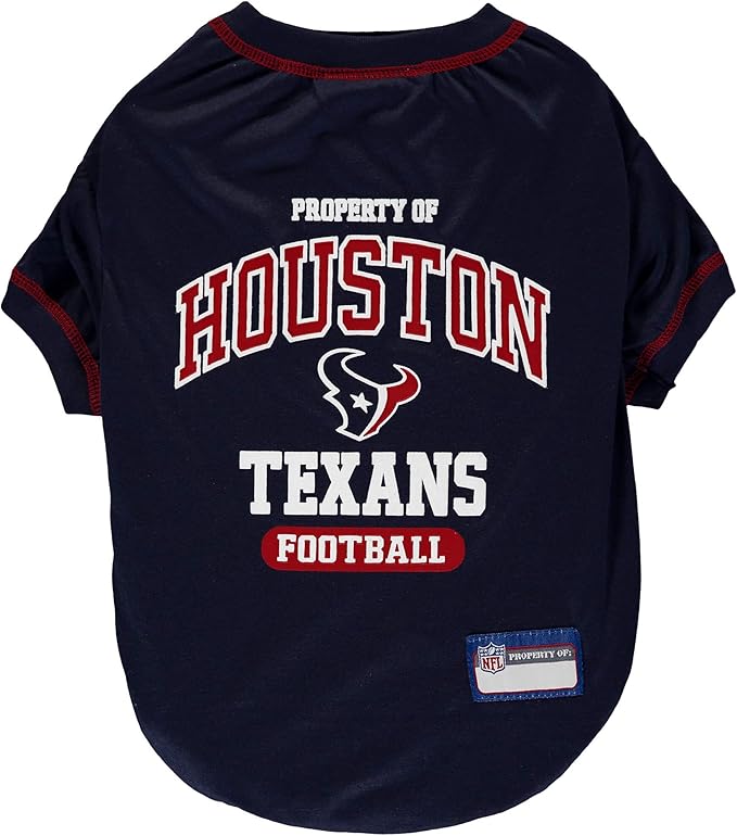 NFL Houston Texans Dog T-shirt X-Large. - Licensed Shirt for Pets Team Colored with Team Logos- Premium Stretchable Materials for the comfort of your Dog & Cat