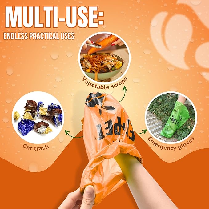 Pet N Pet 1080 Counts Orange Poop Bags for Dogs, 41% Plant Based & 59% PE Extra Thick Dog Poop Bags Rolls, 9" x 13", Unscented Pet Waste Bag