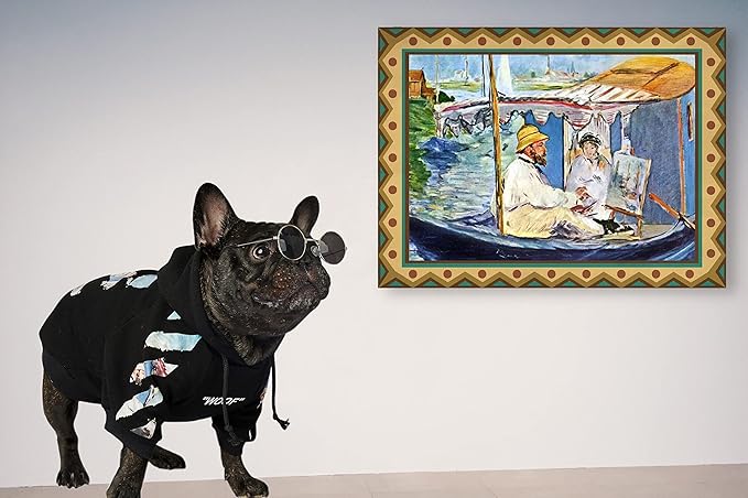 ChoChoCho Woof Dog Hoodie, Designer Dog Hoodies for Small Medium Large Breeds, Art Collection Dog Sweatshirts, Street Drawstring Hoodies Outfit Clothes for Puppy Puppies (5XL, Monet Painting)