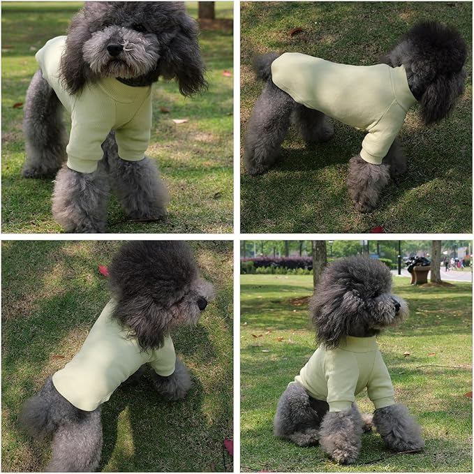 Lovelonglong Ribbed Dog T-Shirt Cotton Knitted Dog Sweaters for All Season Pet T-Shirts for Large Medium Small Dogs Chartreuse M