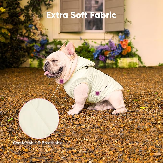 Fleece Lining Dog Hoodie with Harness Built in,Extra Warm Small Dog Jacket in Winter Puppy Coats with Hooded,Light Yellow XS