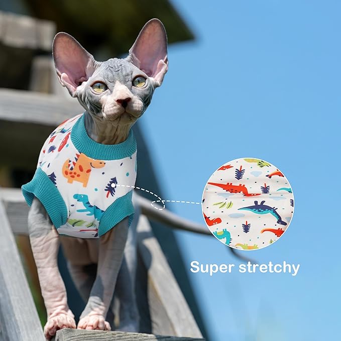 PUMYPOREITY Sphynx Cat Clothes: Stretchy Sweater, Soft Hairless Shirt, Pullover Pajamas, Turtleneck for Sphynx Cornish Rex, Devon Rex - Blue, XS