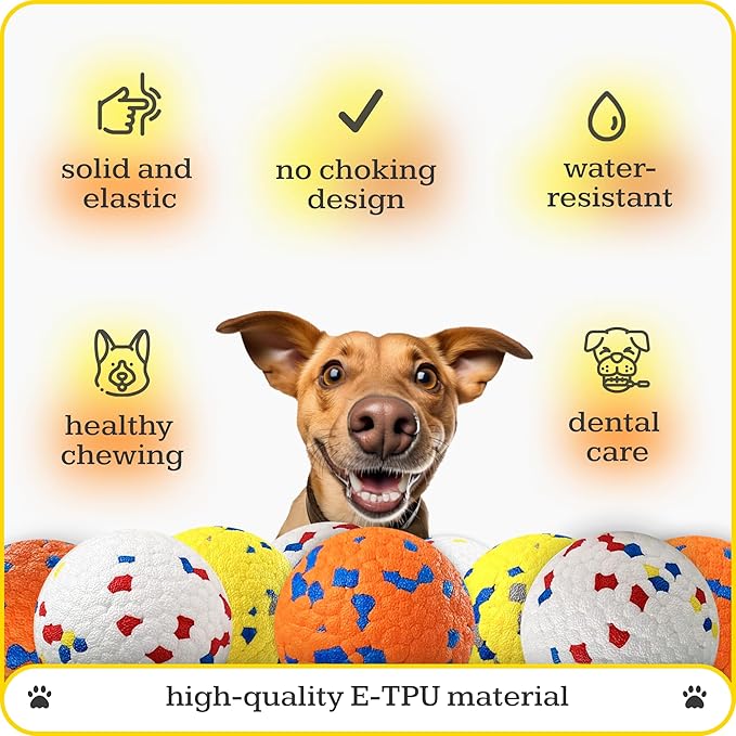 Foam Fetch Dog Balls 3 inch, for Large and Medium Breeds, Durable Toy for Chewers (Color Mix, 7 Pack)