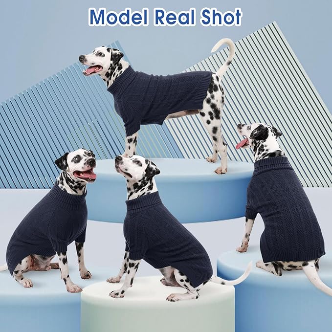 Queenmore XSmall Dog Sweater,Small Sweater for Dog,Soft Knitted Sweater Christmas Clothing,Turtleneck Pullover Puppy Sweaters for Dogs Girls Boys,Cozy Pet Knitwear for Teacup,Chihuahua(Dark Navy,XS)