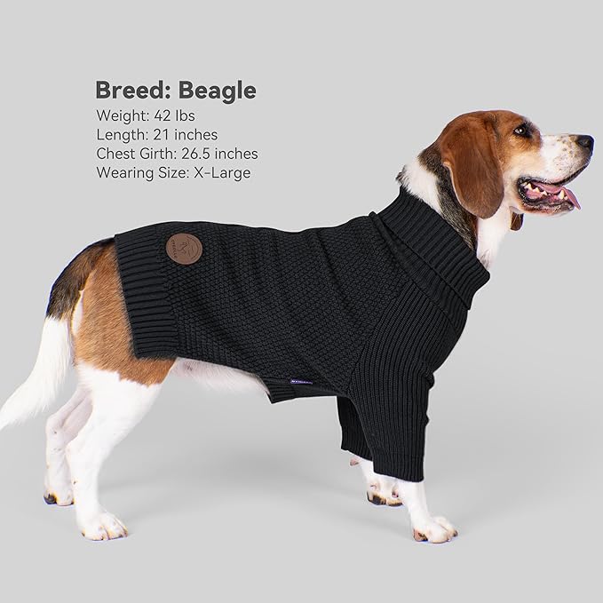 cyeollo Small Fleece Dog Sweater, Tureleneck Sweatershirt for Small Boy & Girl Dogs Pullover Doggy Clothes in Cold Weather Stretchy Fall Winter Pet Outfit Puppy Jacket, Black M