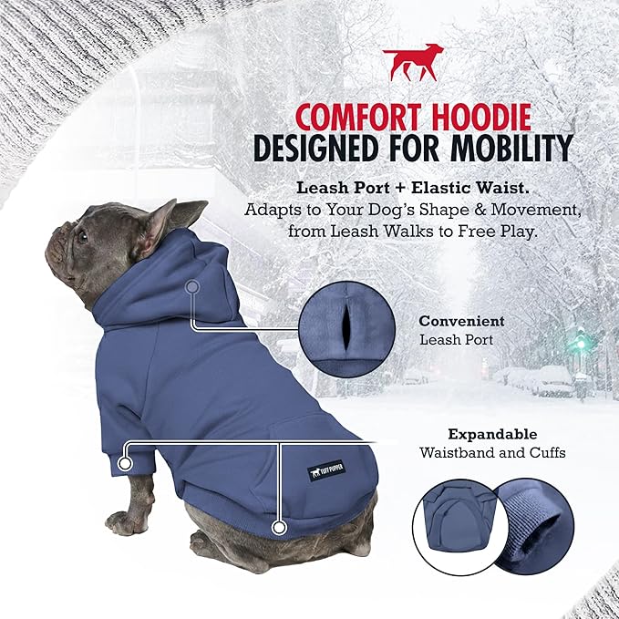 Tuff Pupper Dog Hoodie | Premium Quality 100% Organic Cotton | Ultra Soft Interior for Superior Comfort | Elastic Cuffs & Drawstring for Warmth | Stretch Fit Suitable for All Breeds (Blue, 3XL)