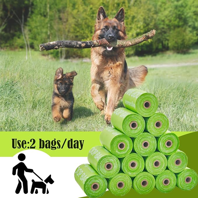 GWT Dog Poop Bags Rolls 9"x13" - Certified Home Plant Based Rolls, 120 Count Pet Waste Bags, Ideal for Outside and Backyard, Includes 8 Convenient Bags
