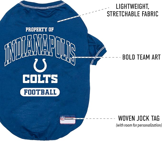 NFL Indianapolis Colts Dog T-shirt X-Small. - Licensed Shirt for Pets Team Colored with Team Logos- Premium Stretchable Materials for the comfort of your Dog & Cat
