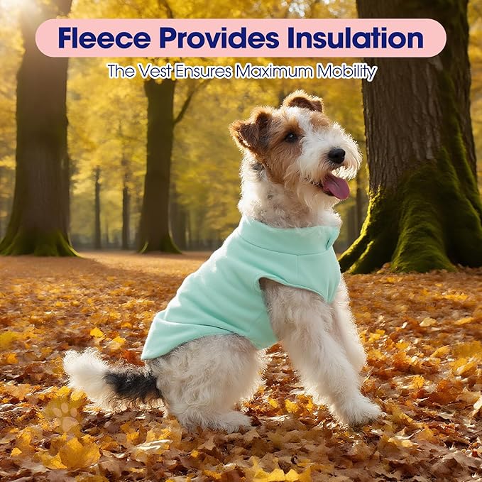 FUAMEY Dog Fleece Vest for Large Dogs,Warm Stretchy Dog Sweatshirts Pullover with Leash Hole Dogs Sweater Soft Pet Turtleneck Cozy Pet Vest Lightweight Sleeveless Blue XL