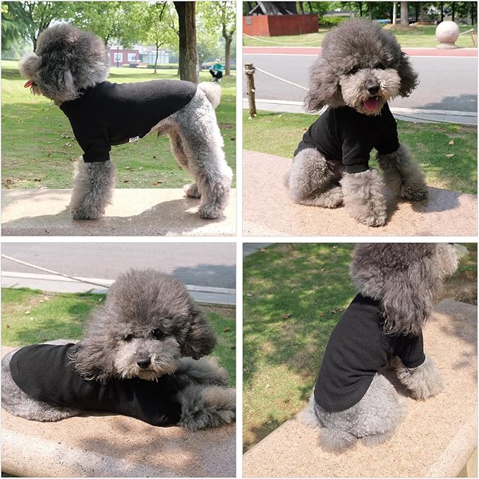 Lovelonglong Ribbed Dog T-Shirt Cotton Knitted Dog Sweaters for All Season Pet T-Shirts for Large Medium Small Dogs Black XL