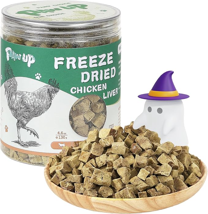 PAWUP Freeze Dried Chicken Liver Pet Treats, High Protein Freeze-Dried Pet Food for Dogs, Cats, Fresh Ingredient Snacks, 4.6 oz, Rawhide Free&Grain Free